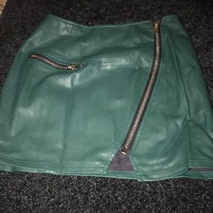 Green leather skirt